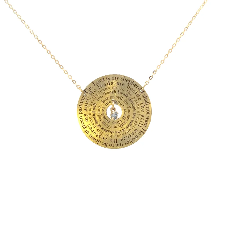 10K Yellow Gold Psalm 23 Medallion Necklace