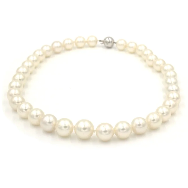 10MM 14.3MM PEARL NECKLACE WITH DIAMOND CLASP