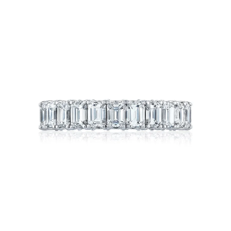 14K White Gold Emerald Cut Eternity Band