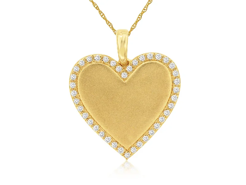 14K Yellow Gold Diamond Heart Necklace