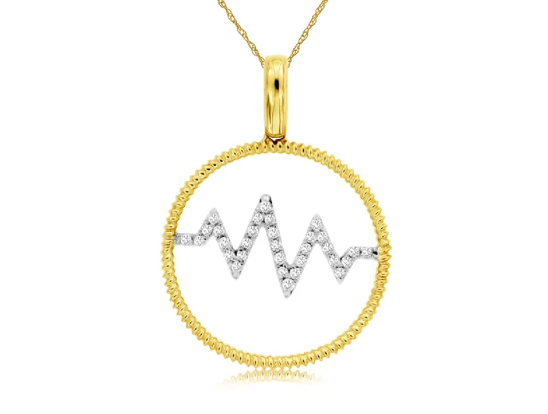 14K Yellow Gold Diamond Heartbeat Necklace