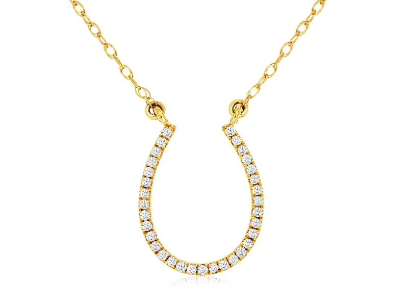 14K Yellow Gold Diamond Horseshoe Necklace