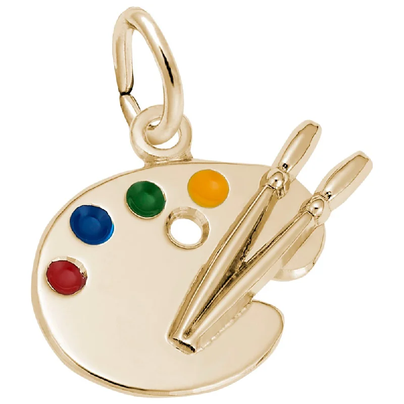 14K Yellow Gold Petite Artist Palette Charm