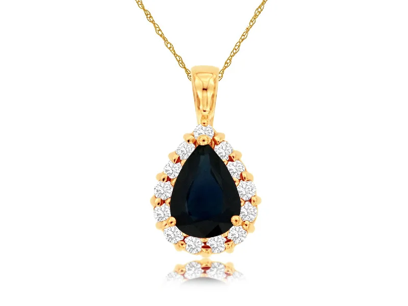 14K Yellow Gold Sapphire and Diamond Necklace