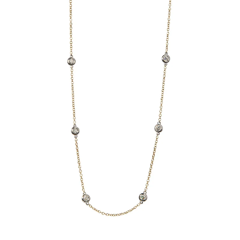 1ctw Diamond by the Yard 10 Station Two Tone 14K Gold Necklace