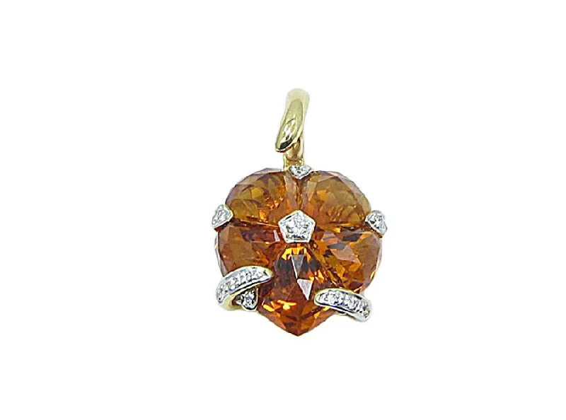 5.89 CTW CITRINE HEART AND DIAMOND PENDANT