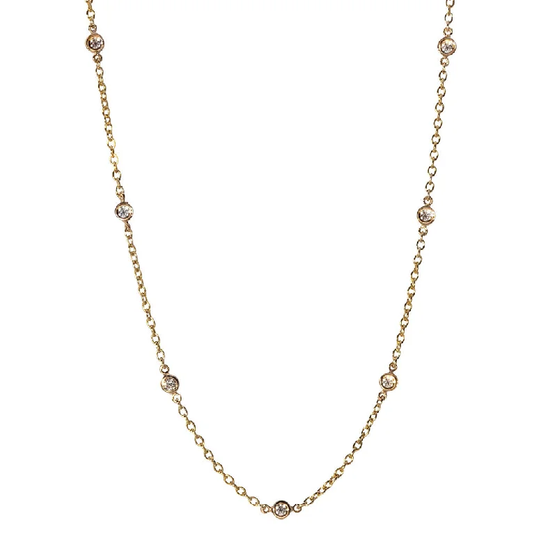 .56ct Diamond by the Yard 14 Station 14K Yellow Gold Necklace