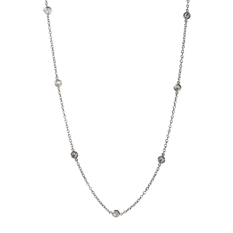 .56ct Diamond by the Yard 7 Station 14K White Gold Necklace