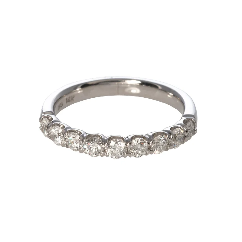 .65ct Diamond Pavé 9-Stone 14K White Gold Halfway Band