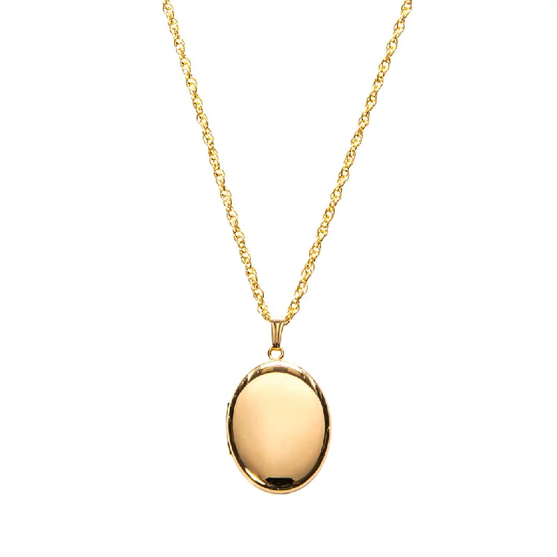 14K Yellow Gold 20x25mm Oval Locket Necklace