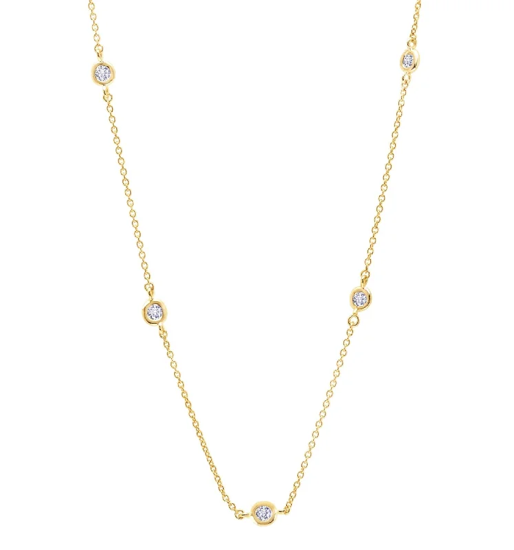 Bezel 16" Necklace Finished in 18kt Yellow Gold -2mm