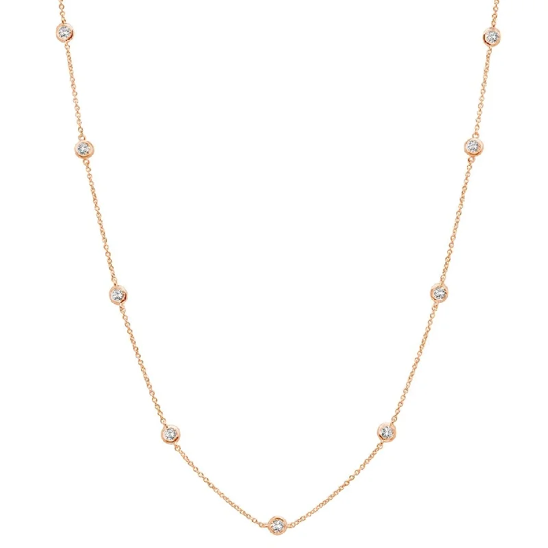 Bezel 16" Necklace Finished in 18kt Rose Gold - 4mm