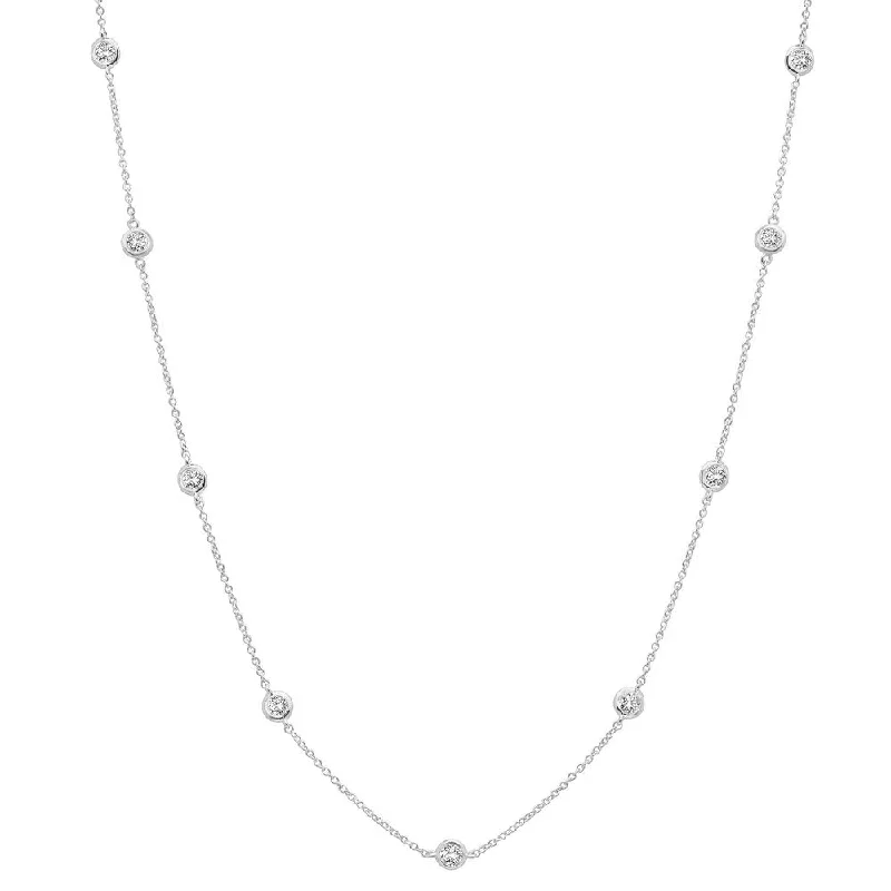 16" Station Bezel Necklace in Platinum