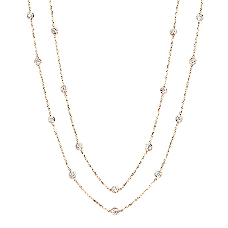 Bezel 36" Necklace Finished in 18kt Rose Gold -4mm