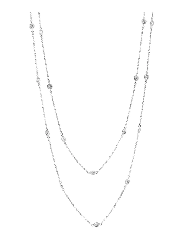 Bezel 36" Necklace Finished in Pure Platinum- 2mm