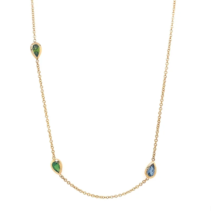 Birthstone Bezel Pear Necklace