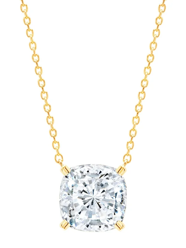 Bliss Cushion Cut Necklace Finished in 18kt Yellow Gold