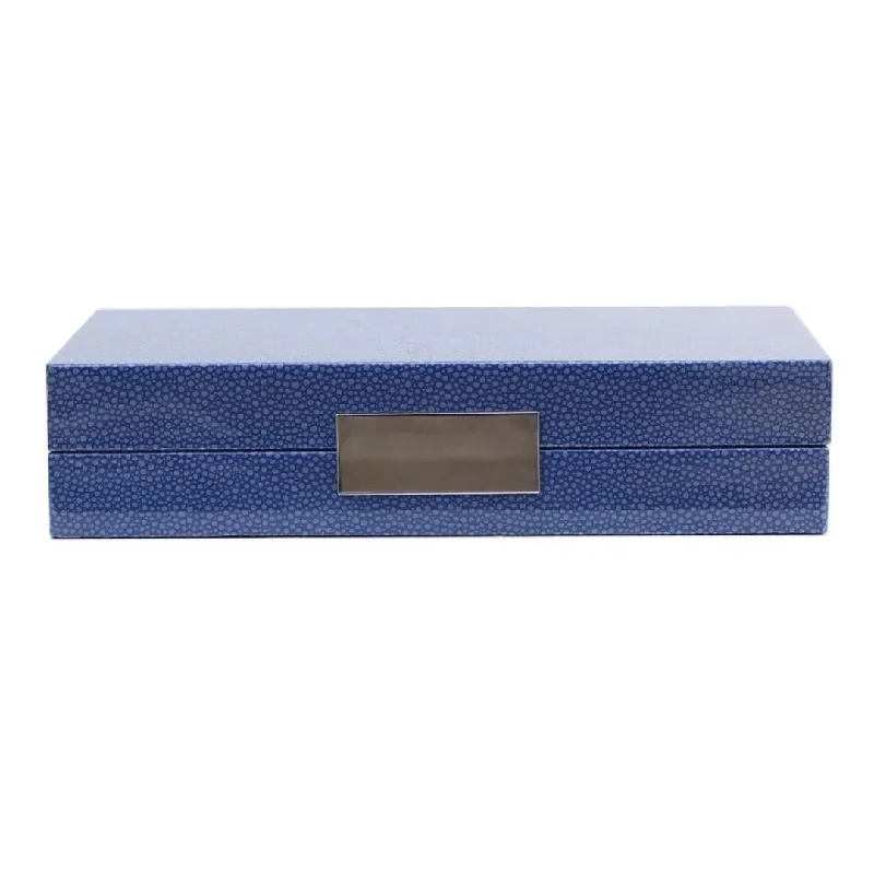 Blue Shagreen & Silver Plated Trim Jewelry Box