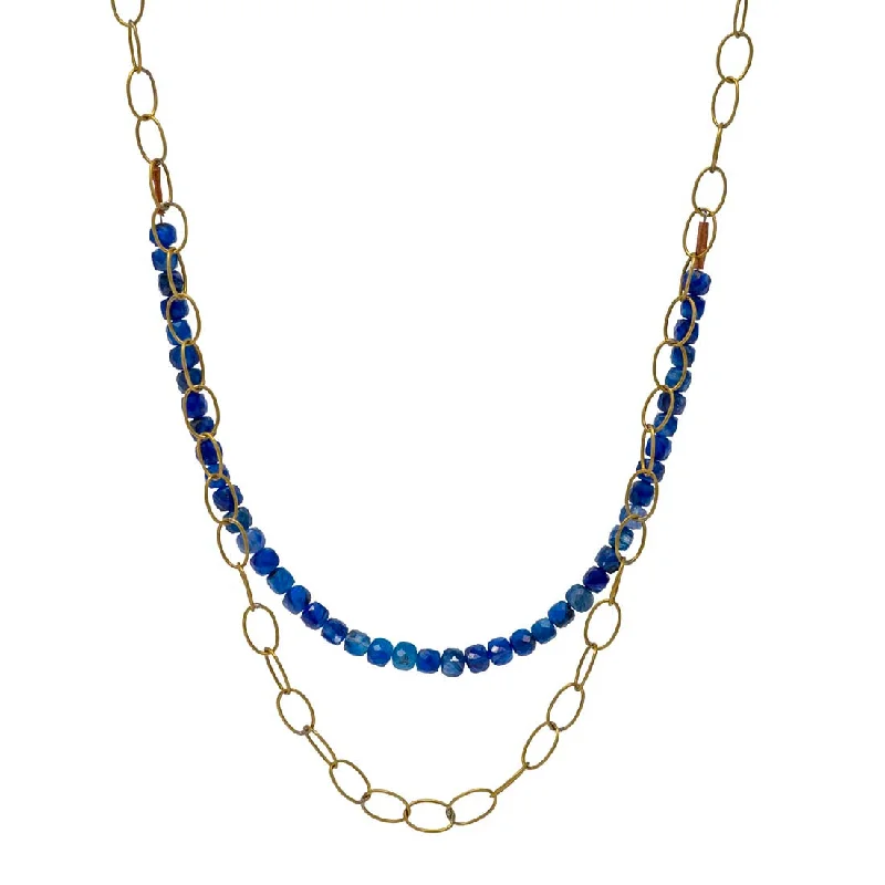 Brass and Lapis Chain Necklace