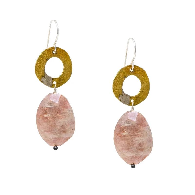 Brass Peach Moonstone Drops