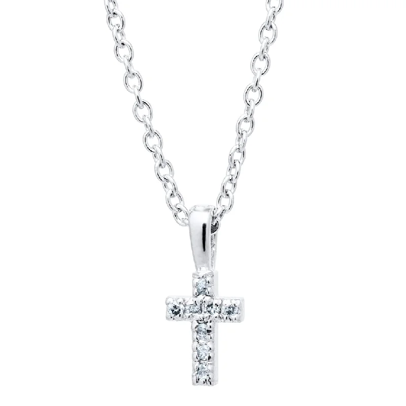 Child Sterling Silver Diamond Cross Pendant Necklace