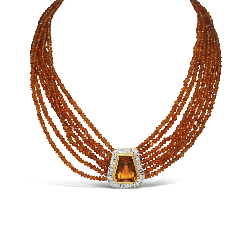 CITRINE AND DIAMOND BEADED NECKLACE