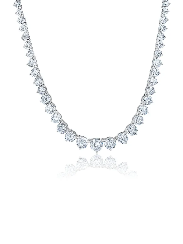 Classic Graduated Tennis Necklace Finished in Pure Platinum