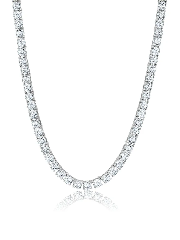 Classic Tennis Necklace Finished in Pure Platinum - 16"