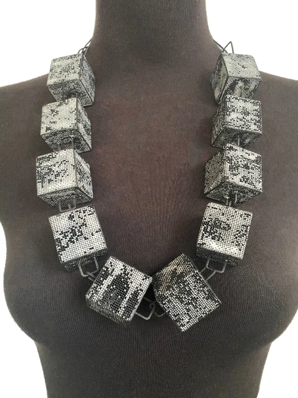 Cube Chain Steel Mesh Necklace