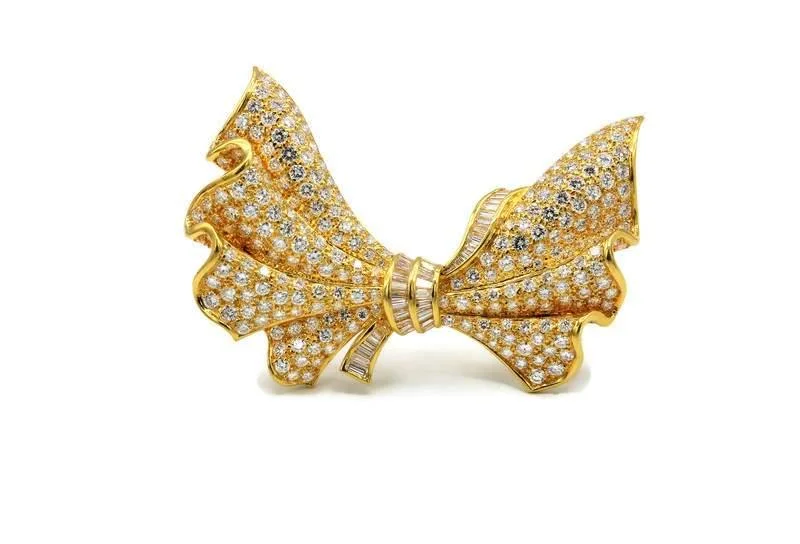 DIAMOND BOW BROOCH