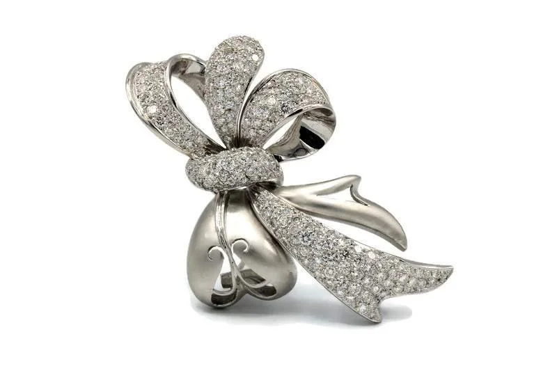 DIAMOND BOW BROOCH