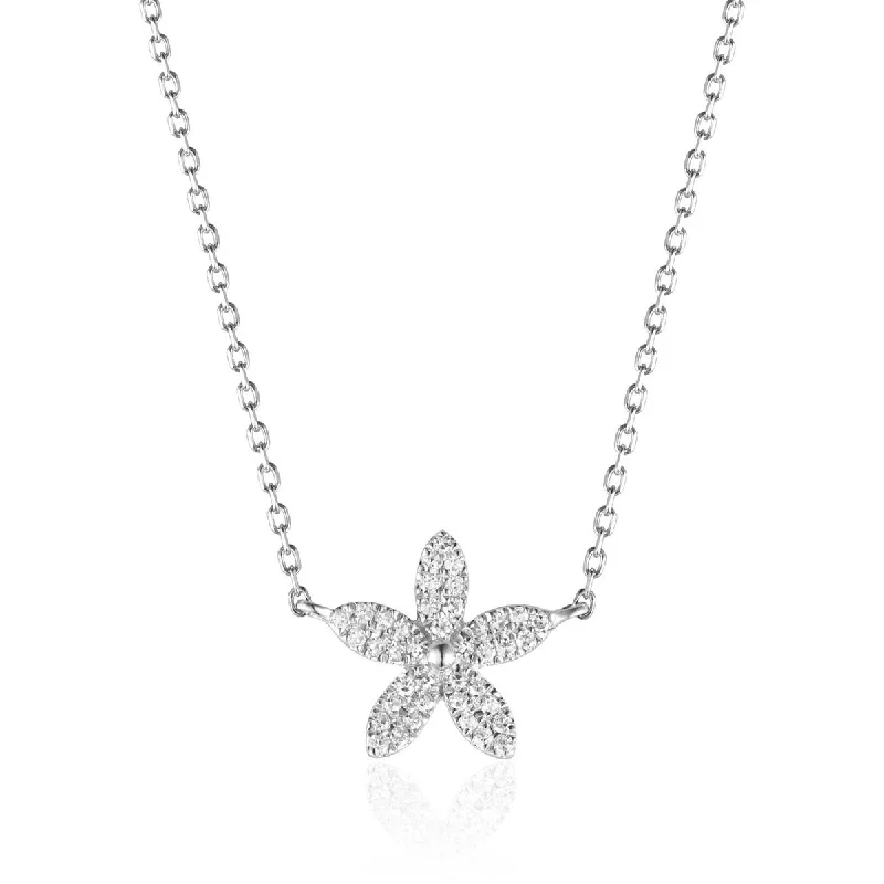 Diamond Flower 14K Gold Necklace