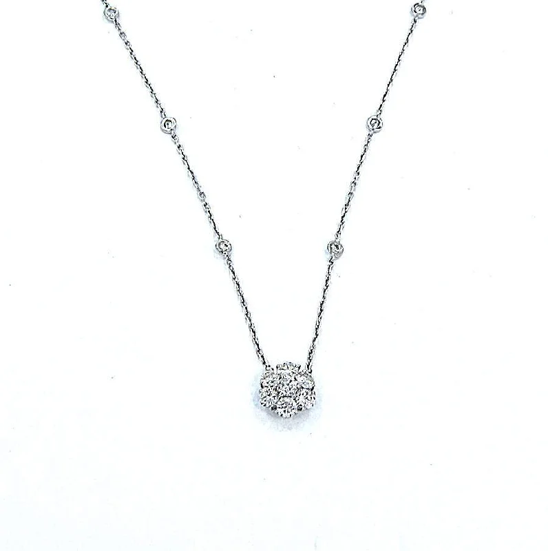 Diamond Flower Cluster Necklace