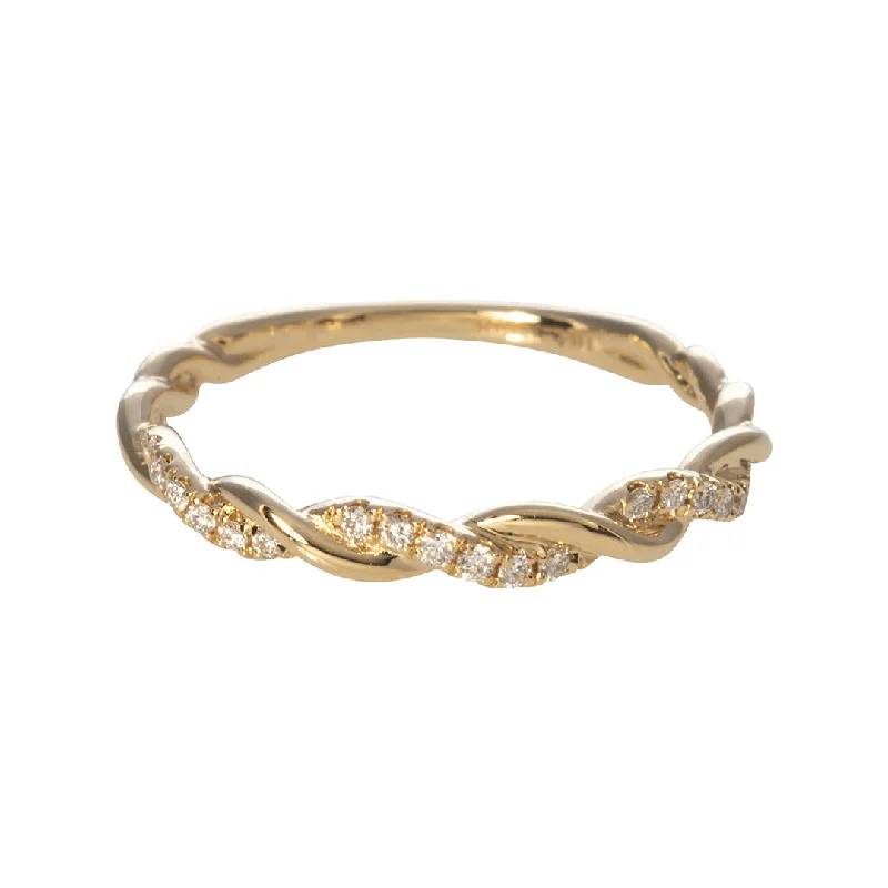 Diamond Twist 14K Yellow Gold Stackable Band