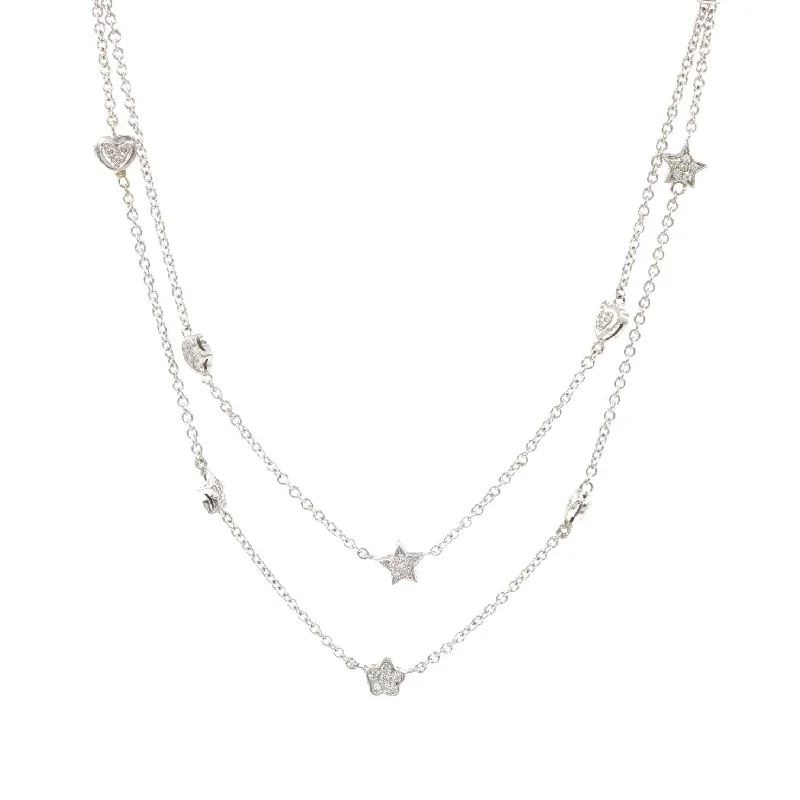 Double Strand Diamond Station Necklace