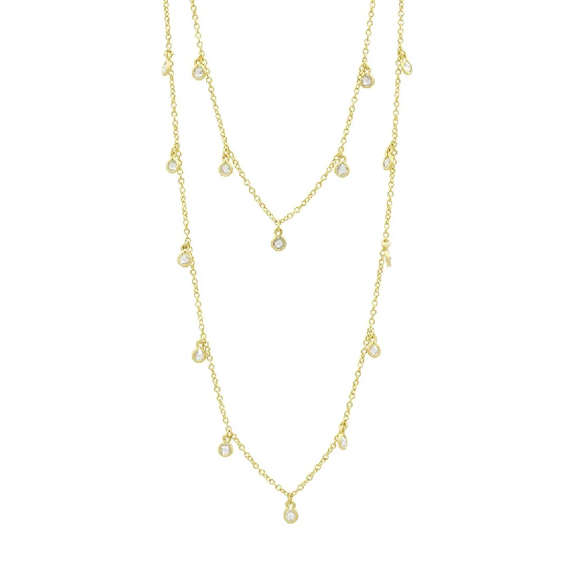 Freida Rothman Signature Bezel Droplet Strand Necklace