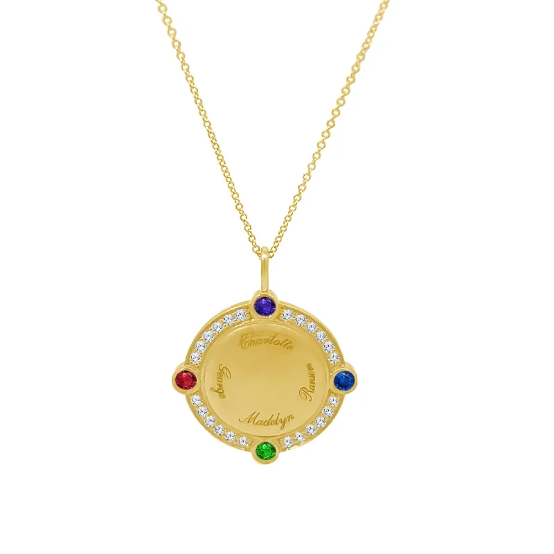 Gemstone & Diamond Disc Necklace