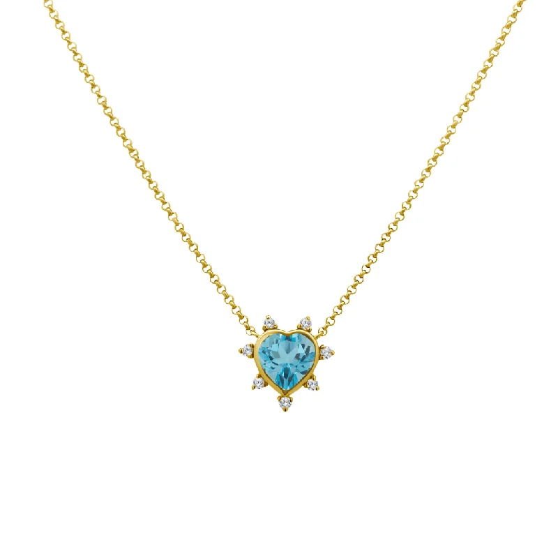 Gemstone & Diamond Heart Necklace