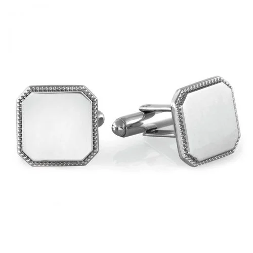 Rhodium Octagon Cuff Links