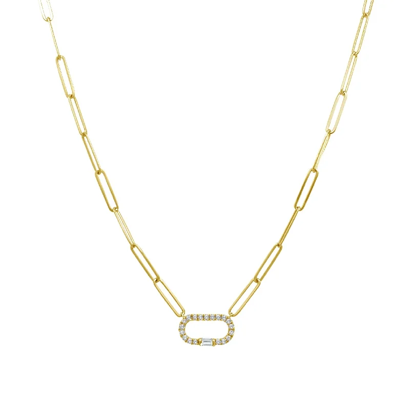 Gold & Diamond Paper Clip Necklace