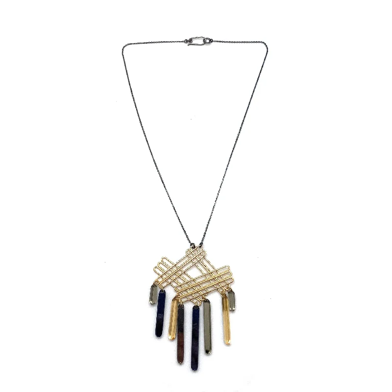 Gold Stack Metallic Fringe Necklace