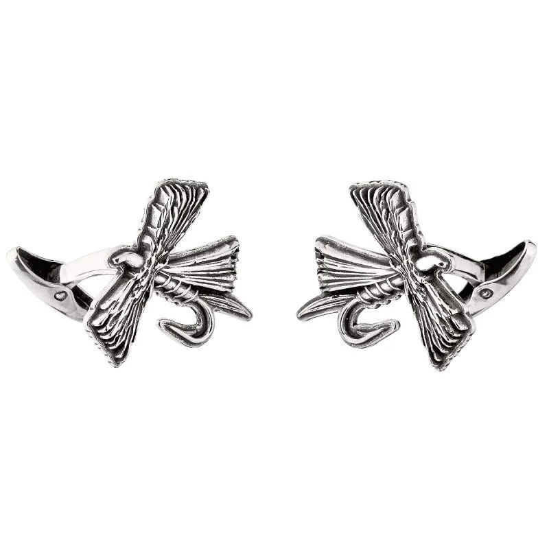 Grainger McKoy Sterling Silver Fly Cufflinks