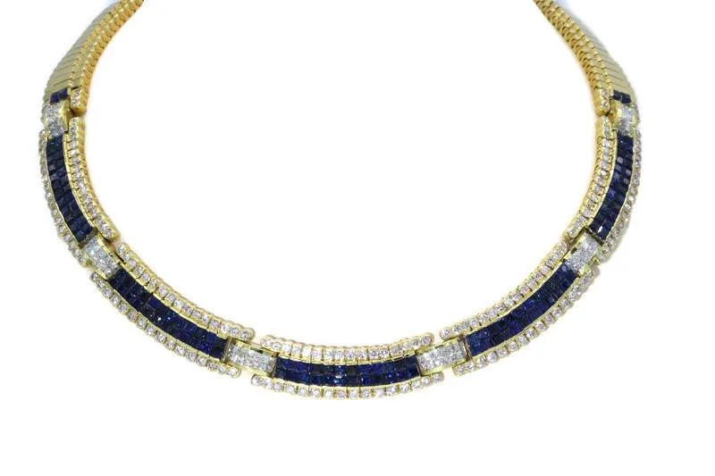 INVISIBLE SET SAPPHIRE AND DIAMOND NECKLACE