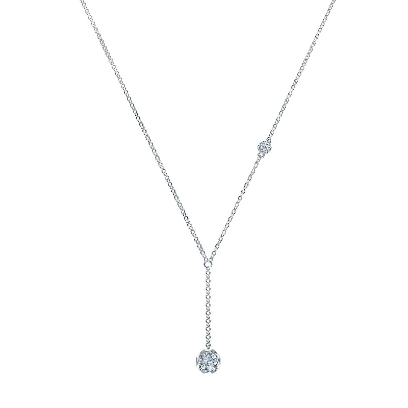 J'evar Lotus Petals Lariat Diamond Necklace