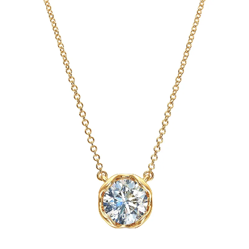 J'evar Lotus Petals Solitaire Diamond Pendant Necklace