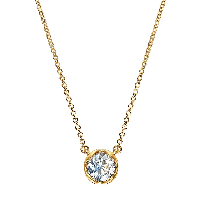 J'evar Lotus Petals Solitaire Diamond Pendant Necklace