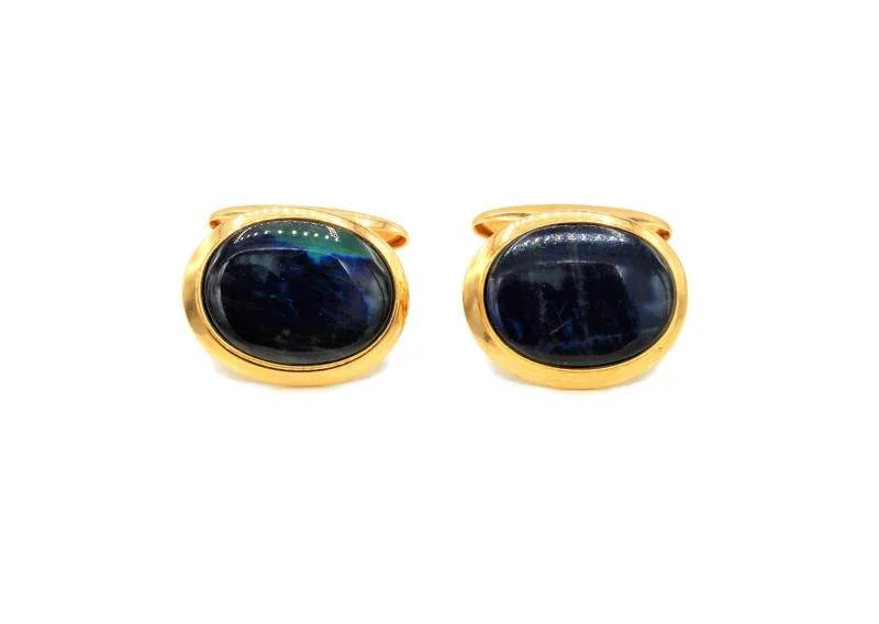 LABRADORITE AND GOLD CUFFLINKS