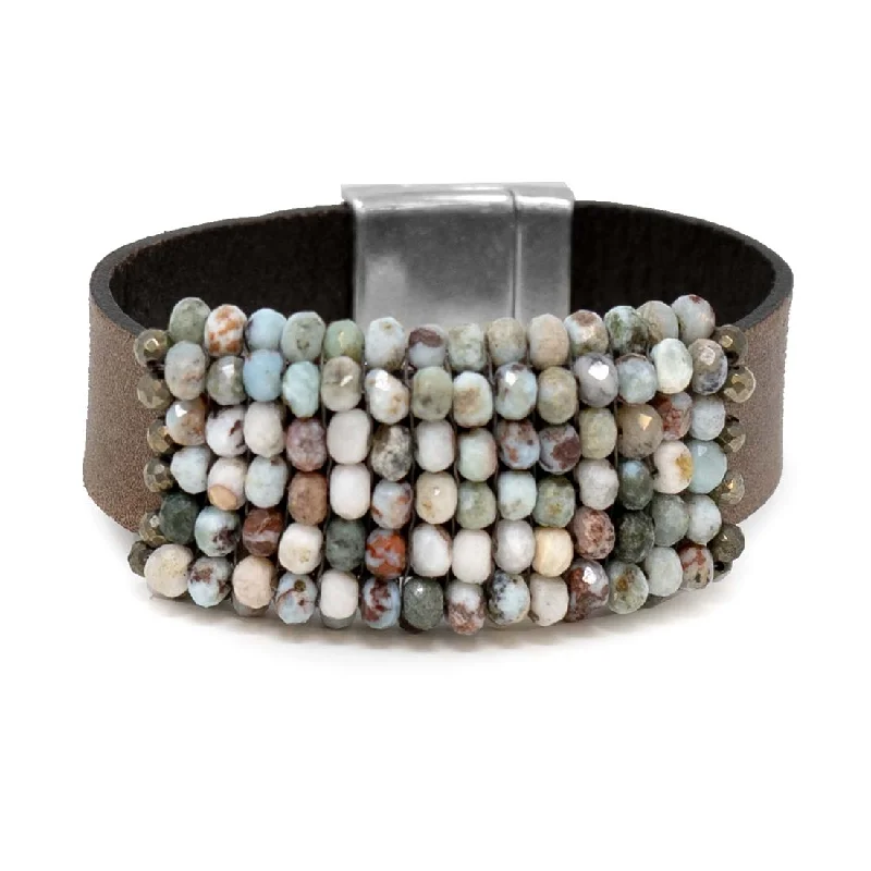 Larimar Leather Cuff