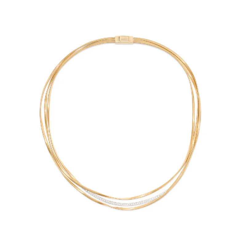 Marco Bicego Marrakech Three-Strand Coil Necklace With Diamond Bar