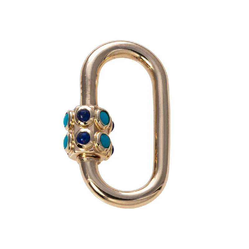 Marla Aaron 14K Gold Turquoise & Lapis Stoned Medium Lock